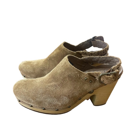 UGG AUSTRALIA Dafni Braided Buckle Studded Suede Platform Clog Size 12 - Picture 5 of 9